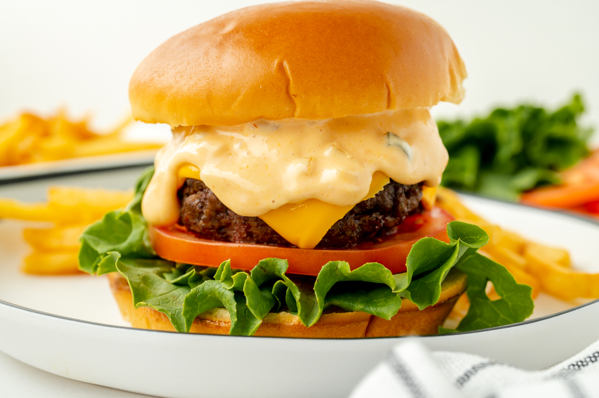 homemade burger sauce recipe served with cheeseburger